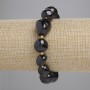 Garnet bracelet with faceted beads, 11–15×11–13 mm diameter, 3 mm seed beads, 18 cm length, stretch