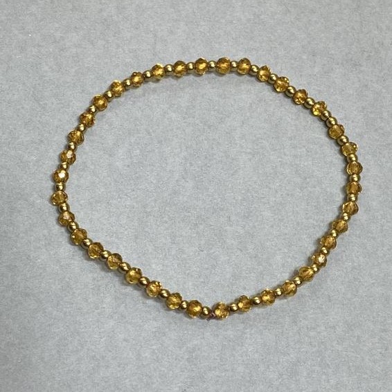 Bracelet with Czech crystal faceted rondelles 3.5 x 2.5 mm and hematite beads 2 mm, length 18 cm, elastic