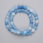 Blue frosty agate beads - Smooth pressed round beads, 8mm diameter, 35 cm length (on thread)