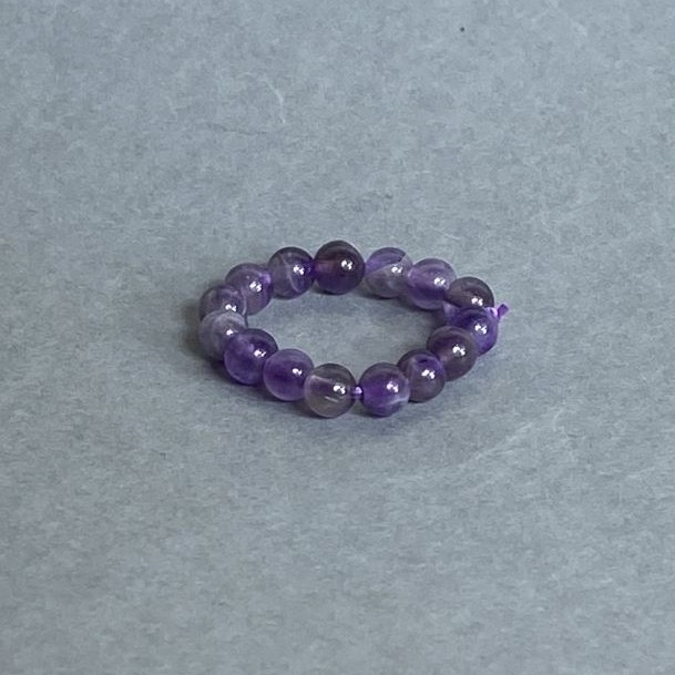 Amethyst Ring with Smooth Bead, 4mm Diameter, Elastic