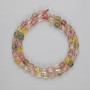 Toned quartz beads, faceted cube, 5x5 mm diameter, 3 mm seed beads, length 37 cm, on thread