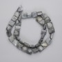 Hawk's Eye Beads, Faceted Square, 9–10×9–10 mm, 39 cm on thread