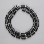 Black Tourmaline Beads, Faceted, Diameter 8-10×6 mm, 5-7 mm Seed Beads, Length 39 cm on Thread