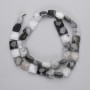 Rutilated Quartz Beads 'Hair Quartz' Faceted Square, 9–10×9–10 mm, 39 cm on thread