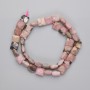 Rhodonite Beads, Faceted Square, diameter 8 mm, 5-10×8-5-10 mm, cord length about 39 cm