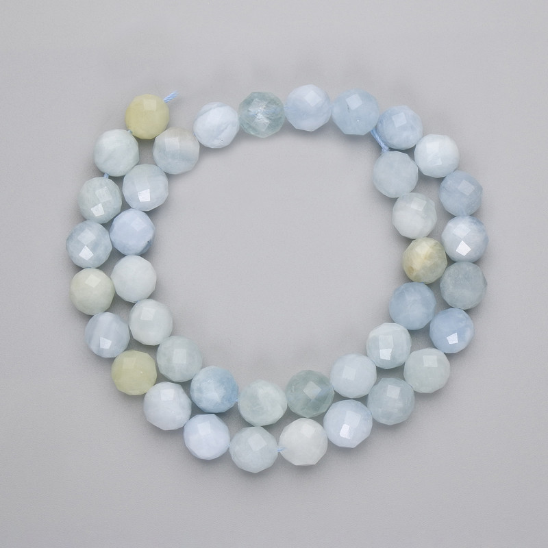 Morganite Beads, Faceted Round Bead, 9 mm Diameter ±, 38 cm Length ± on Thread