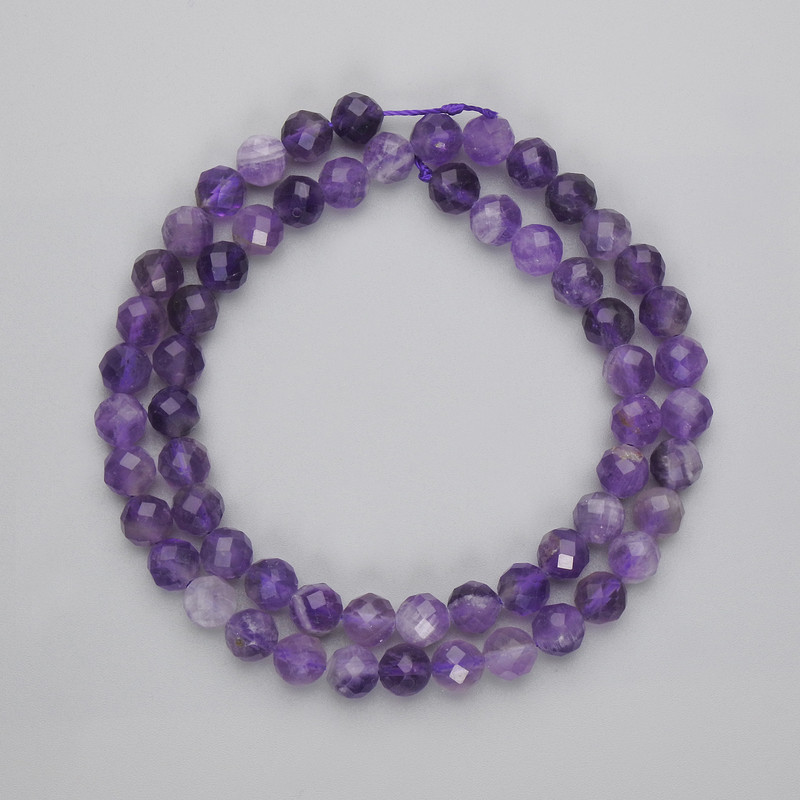 Faceted Amethyst Beads, round bead, 6 mm diameter, about 40 cm long on thread