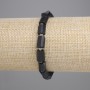 Schorl Tourmaline Bracelet, Faceted Cut, Beads 9–10×6 mm, Seed Beads 3 mm, Length 18 cm, Stretch