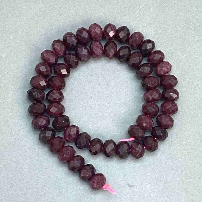 Faceted rondelle tourmaline beads 10x7.5mm, 37 cm length on thread