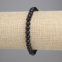 Agate Bracelet (synthetic) Black Czech Glass Faceted Bead 6mm ±, 18 cm Stretch