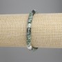 Moss Agate Bracelet, Cylindrical Beads 6x6 mm, 18 cm Length, Stretch