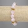 Bracelet, faceted rose quartz, diameter 12×11 mm ±, with metal inserts, length 18 cm ± stretch