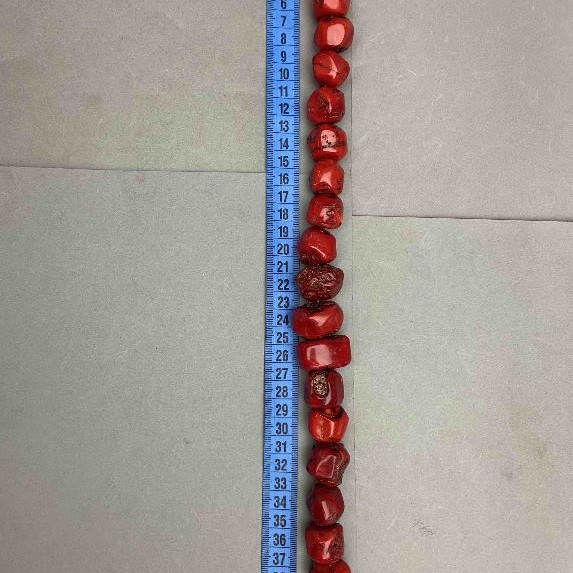 Natural Coral Beads - Assorted Cut, Size Range 12-20×18-24 mm, Weight approx 288 g, Length 42 cm ± on beading wire
