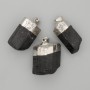 Pendant with unpolished tourmaline stone, diameter approximately 28x18 mm, length 45 mm+