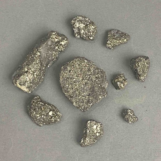 Pyrite natural unpolished stone, diameter 6-43×7-28mm± (assorted sizes) (Price per 100 g)