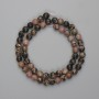 Rhodonite beads, faceted round, 6mm diameter, 35cm length on thread