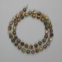 Landscape Jasper Beads, Faceted Cube, 6x6 mm diameter, 3 mm seed beads, length approx. 38 cm on thread