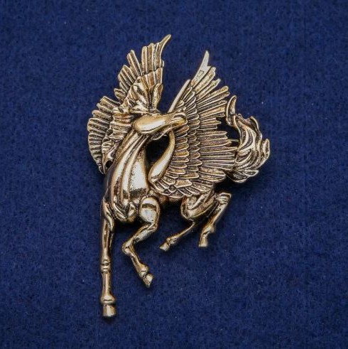 Pegasus Brooch 45×70 mm, Gold-Toned Metal