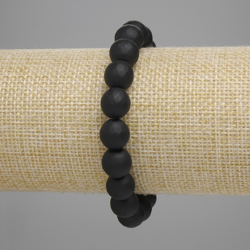 Shungite Bracelet with Faceted Beads 10 mm, 18 cm Stretch