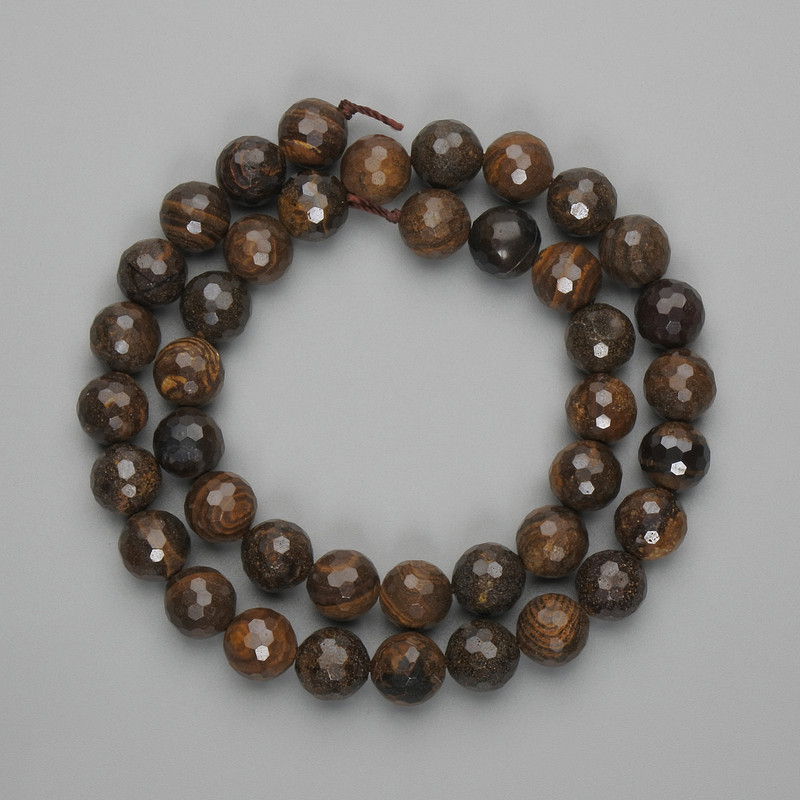 Tiger's Eye Beads, Faceted Round Beads 10mm ±, Length 40 cm ± on Thread