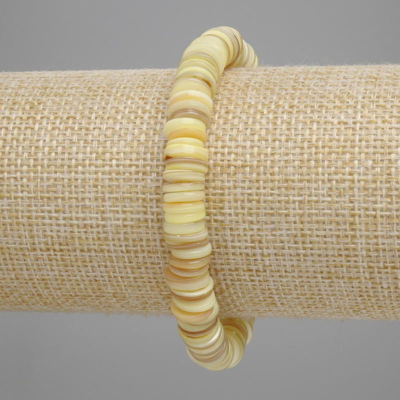 Bracelet with Skafarka shell rondelle, diameter 8×1–2 mm, length 18 cm, stretch