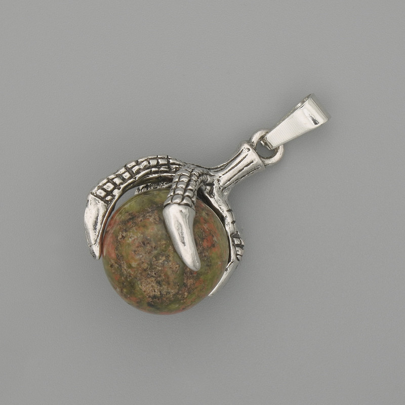 Pendant Heliotrope Paw with Ball 18×37 mm ± Silver-Tone Metal