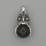 Pendant Owl with black agate and silvery metal, diameter 30x20 mm, length 37 mm ±