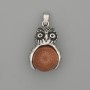 Owl Pendant with Aventurine Gold Sand - Silver-tone Metal, Diameter 30×20 mm, Length 37 mm ±