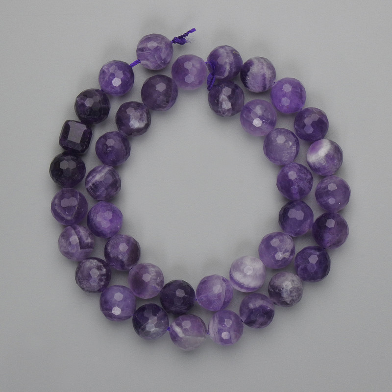 Faceted Amethyst Beads, Round 9.5 mm, 37 cm on a thread