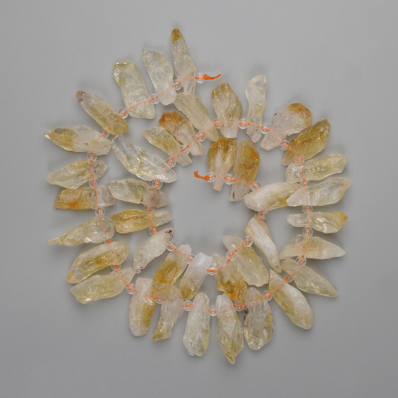 Citrine rough stone beads 20-23×7-9mm ±, 3mm seed beads ±, length 40 cm