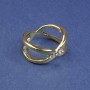 Brooch-clip for scarves and shawls with white crystals, gold-tone metal, 25mm+