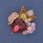 Accent Brooch with Crystals and Rhinestones, Gold-Tone Metal, 30×34 mm+