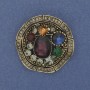 Accent brooch pendant with crystals and rhinestones, gold-tone metal, 40mm+