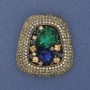 Brooch Pendant 'Accent' with Crystals and Rhinestones, Golden Metal 45x30-40 mm+