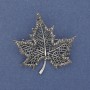 Brooch 'Wedge Leaf' with Gray Crystals, Dark Silver Color, Silvery Metal 45x44mm+