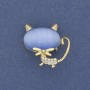 Cat Brooch Pendant with Blue Cat's Eye