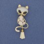 Brooch-pendant Cat with Bone, Cat's Eye, gold-toned metal, 43×17 mm+