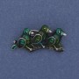 Brooch Birds on a Branch with Green Enamel, Silver-Toned Metal 35×19 mm+