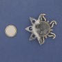 Magnetic Brooch: Star with Sun in Silver-toned and Gold-toned Metal 47mm+