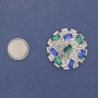 Accent Magnetic Brooch with Colorful Rhinestones, Silver-Colored Metal, 40mm+
