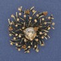 Accent Brooch-Pendant with Yellow Crystal, Yellow Rhinestones, Gold-Tone Metal, 47×42 mm