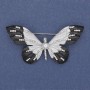 Butterfly Brooch with White Crystals, Enamel, Silver-Tone Metal 60×35 mm