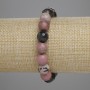 Rhodonite Bracelet with Faceted Beads, 10mm Diameter, 18cm Length, Stretch