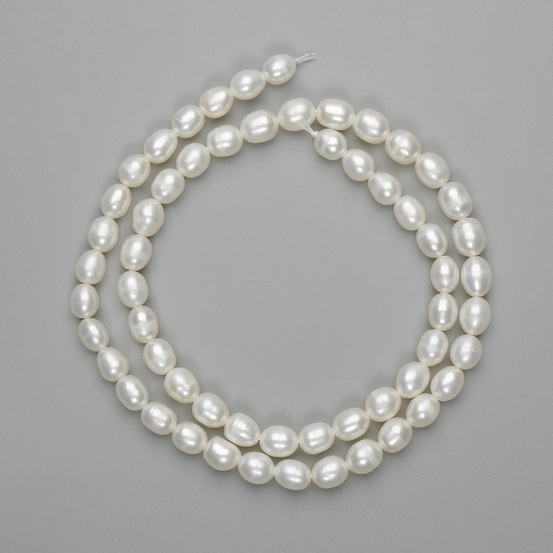 Natural river pearl beads 6–7×5–5.5 mm, 5 mm ±, length about 37 cm on a thread