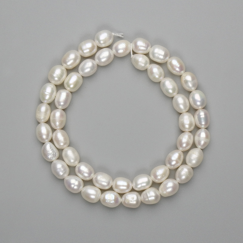 Natural river pearl beads 8x6 mm, 37 cm long, on a thread