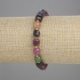 Tourmaline Faceted Cube Bracelet, 7×7 mm cubes, 3 mm seed beads, length 18 cm ±, stretch bracelet