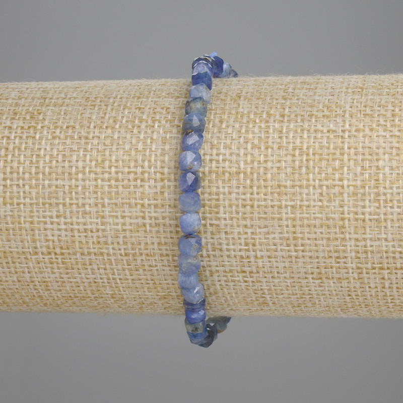 Faceted kyanite cube bracelet, 4x4 mm, length 18 cm ± stretch