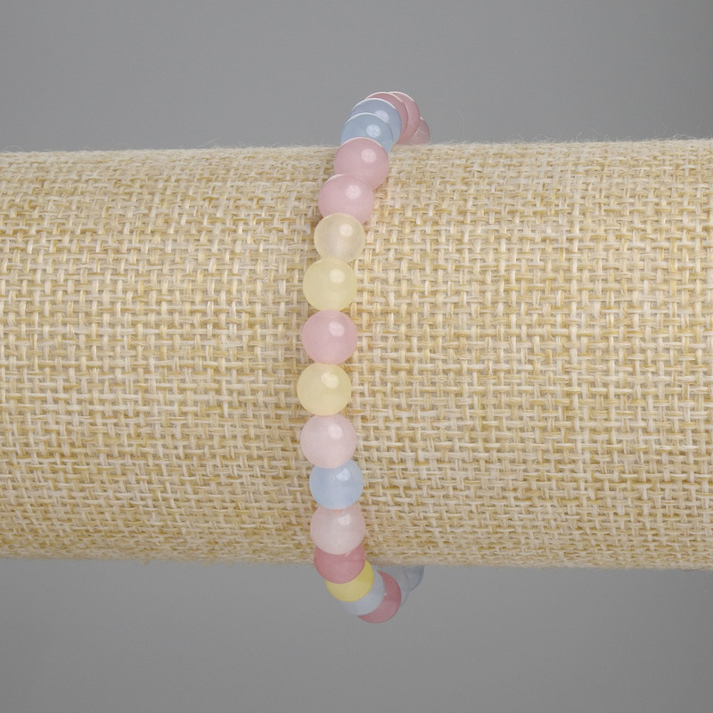 Morganite bracelet with smooth beads, 6 mm diameter, approx. 18 cm long, elastic stretch cord