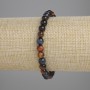 Bracelet with Bull's Eye, Tiger's Eye and Hawk's Eye beads, smooth 6 mm beads, 18 cm length, stretch