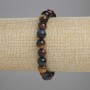 Elastic Bracelet with Bull's Eye, Tiger's Eye, and Hawk's Eye - Smooth Beads, 8 mm Diameter, 18 cm Length